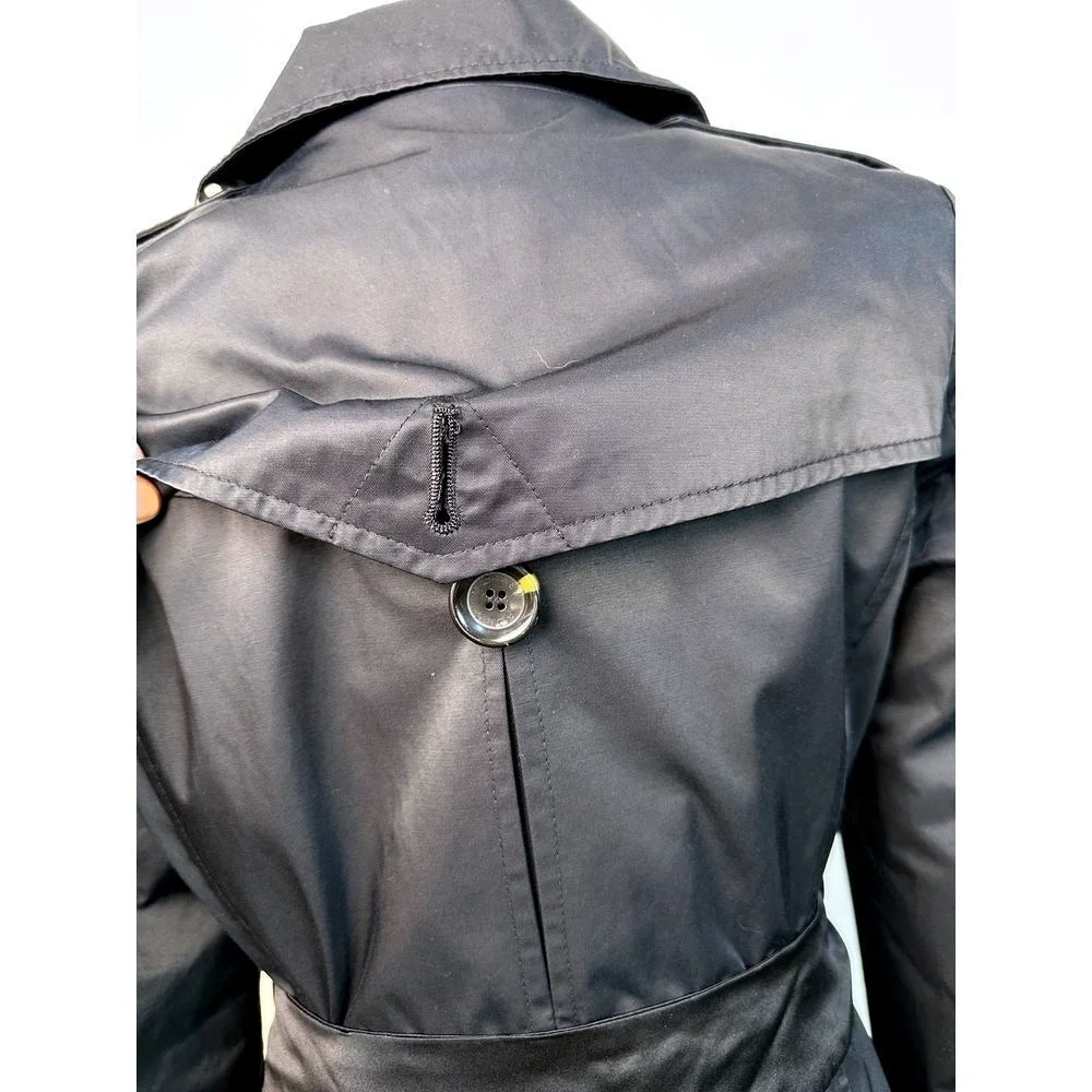 Michael Kors Navy Trench Coat Detachable Liner Long Sleeve‎ Size XS